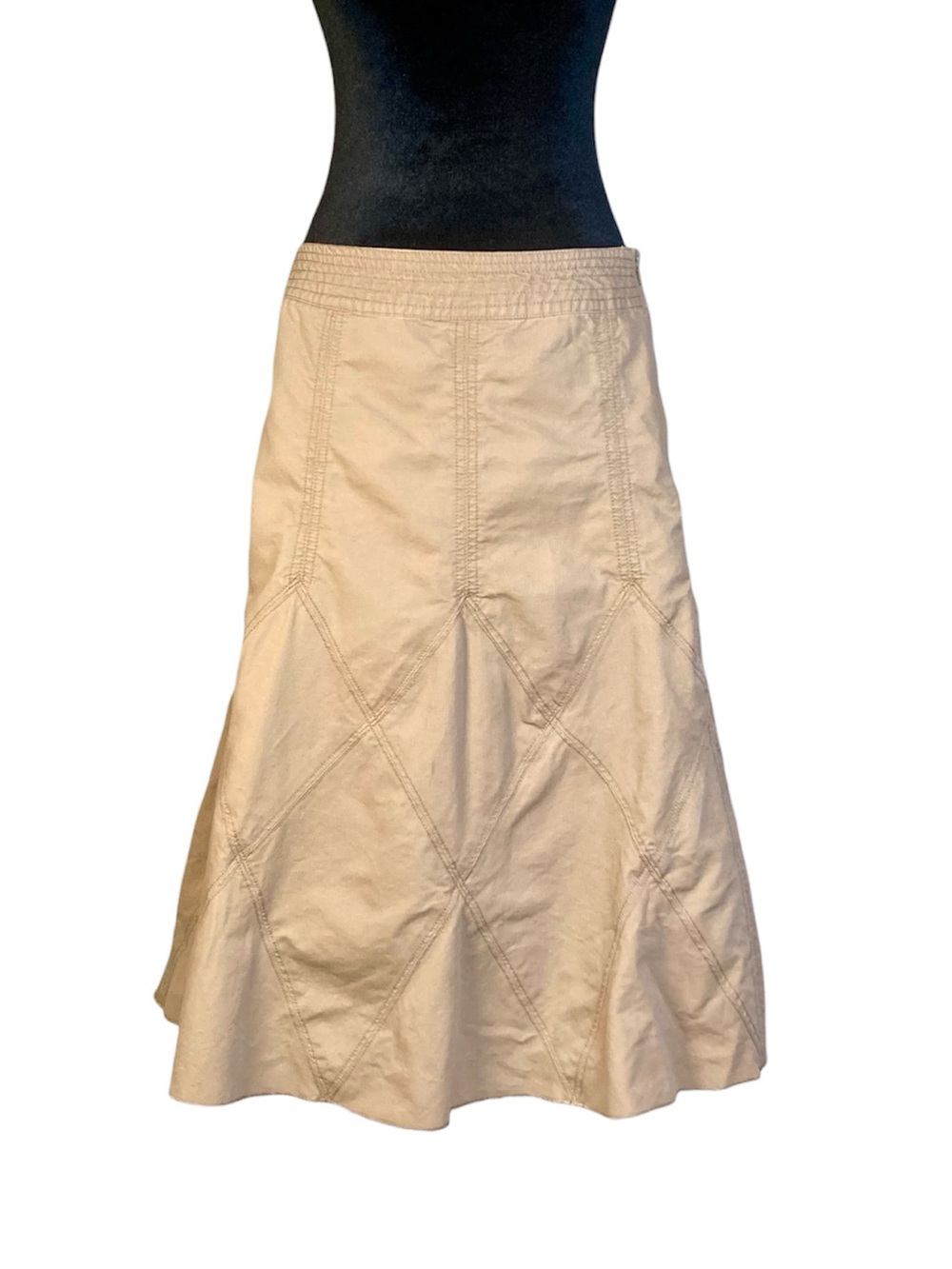 DKNY Vintage Khaki A-Line Panel Skirt Size 4